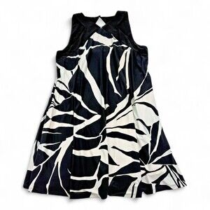 Ralph Lauren Plus‎ Size 16 Black White Printed A-Line Dress